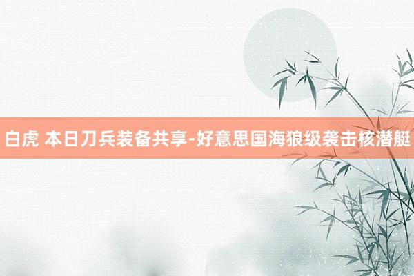 白虎 本日刀兵装备共享-好意思国海狼级袭击核潜艇