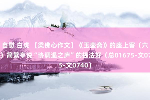 自慰 白虎 【梁佛心作文】《玉壶斋》的座上客（六十四）简繁亭说“协调退之庐”的提法好（总01675-文0740）